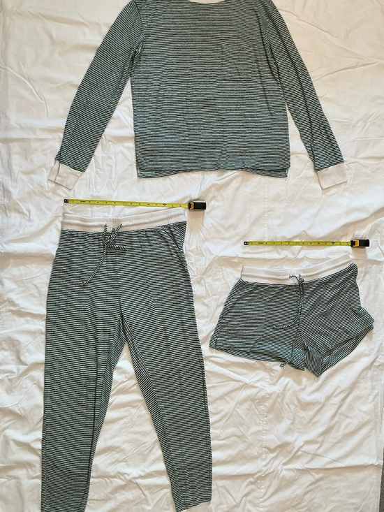 stars above Other - stars above Green & White Striped Pajama Set - Top, Joggers & Shorts